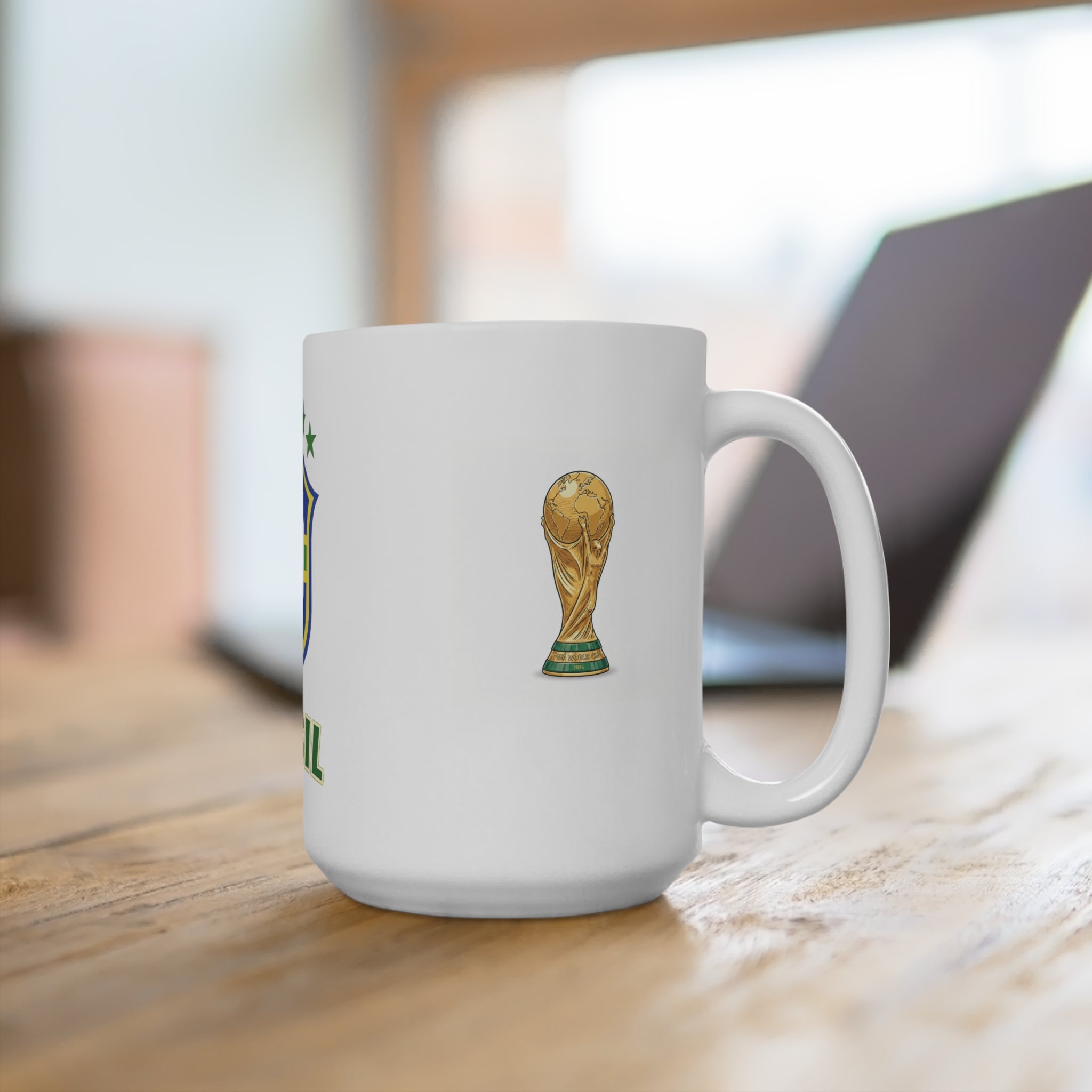 Brazil Soccer Crest Mug | World Cup Trophy Coffee Cup
