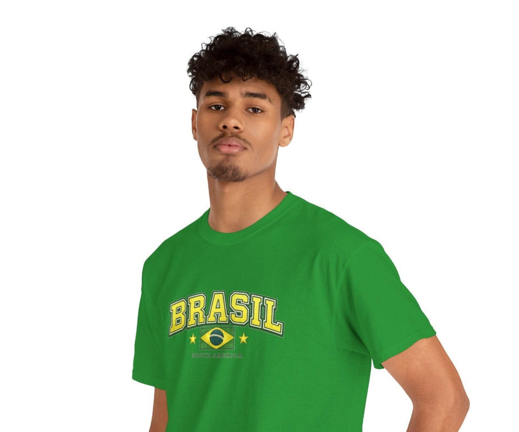 Brazil Crest Tee | Brasil Soccer Logo T-Shirt, Flag Sleeve Football Shirt
