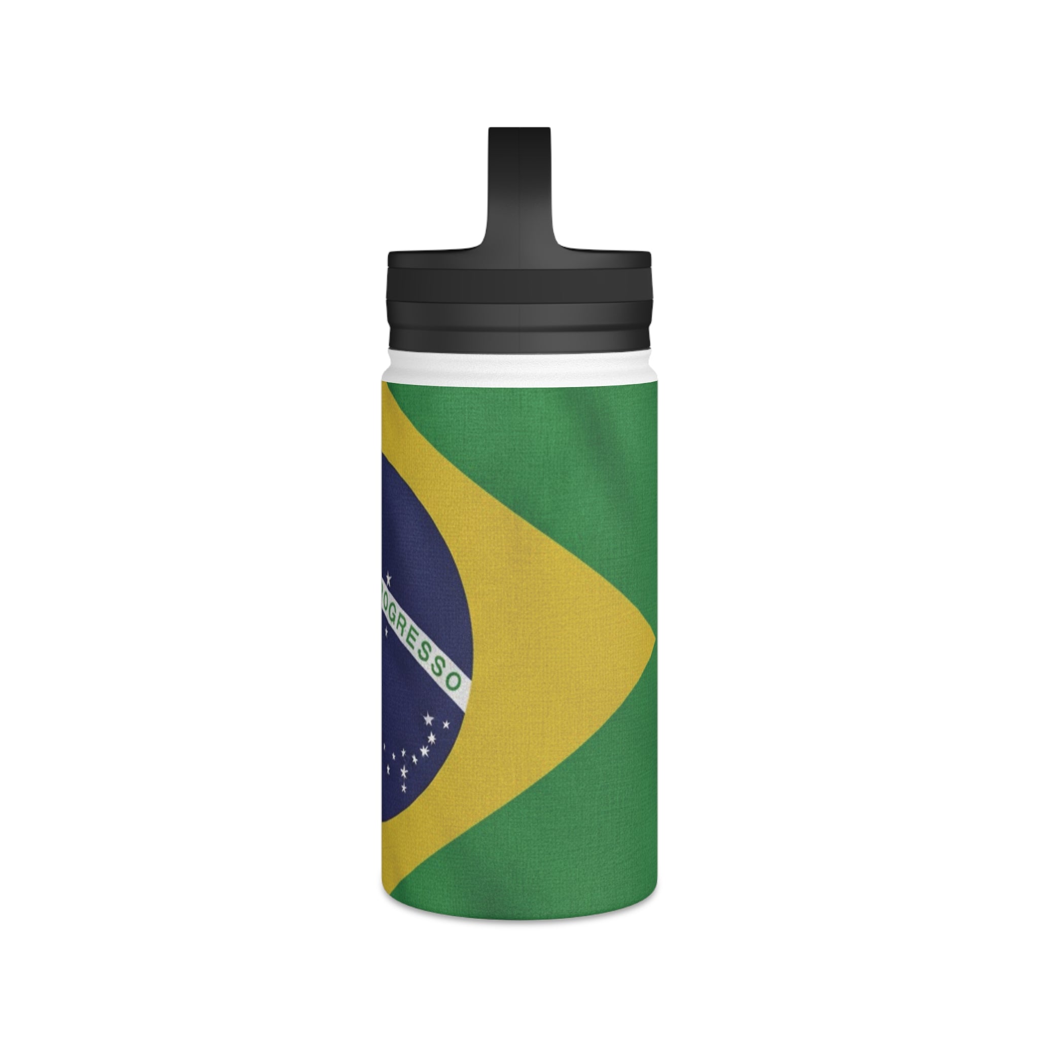 Brazil Flag Stainless Steel Water Bottle | Handle Lid | National Flag