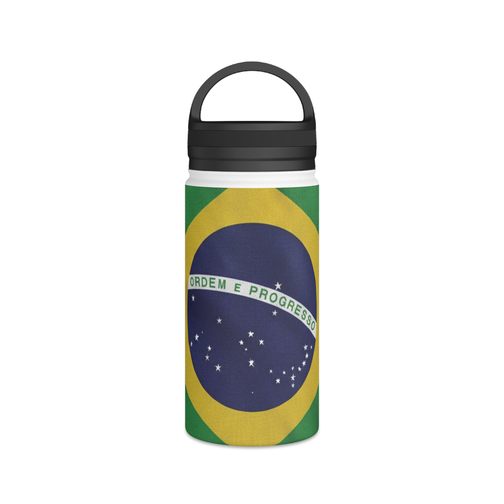 Brazil Flag Stainless Steel Water Bottle | Handle Lid | National Flag